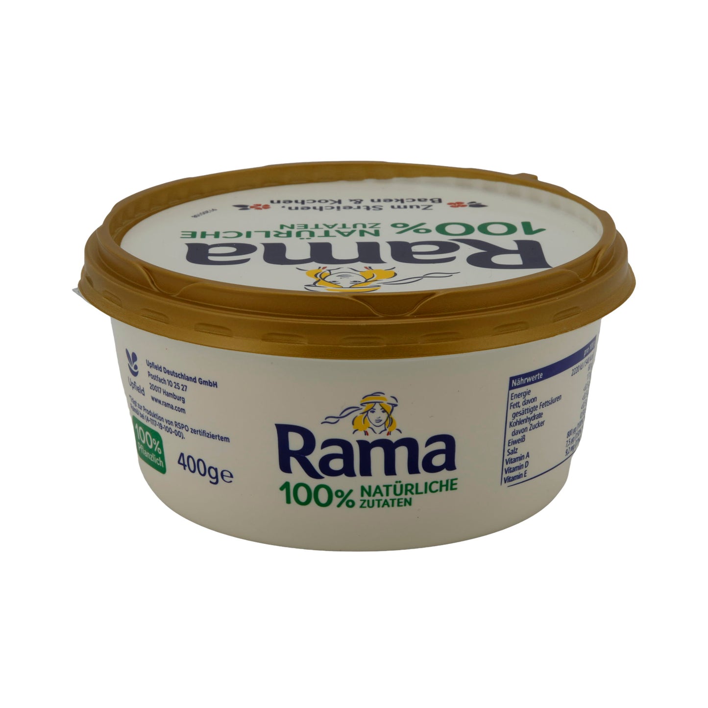 Pflanzenmargarine Rama | Pflanzenmargarine | 100 % Natürliche Zutaten, vielseitiger Genuss | 400 g