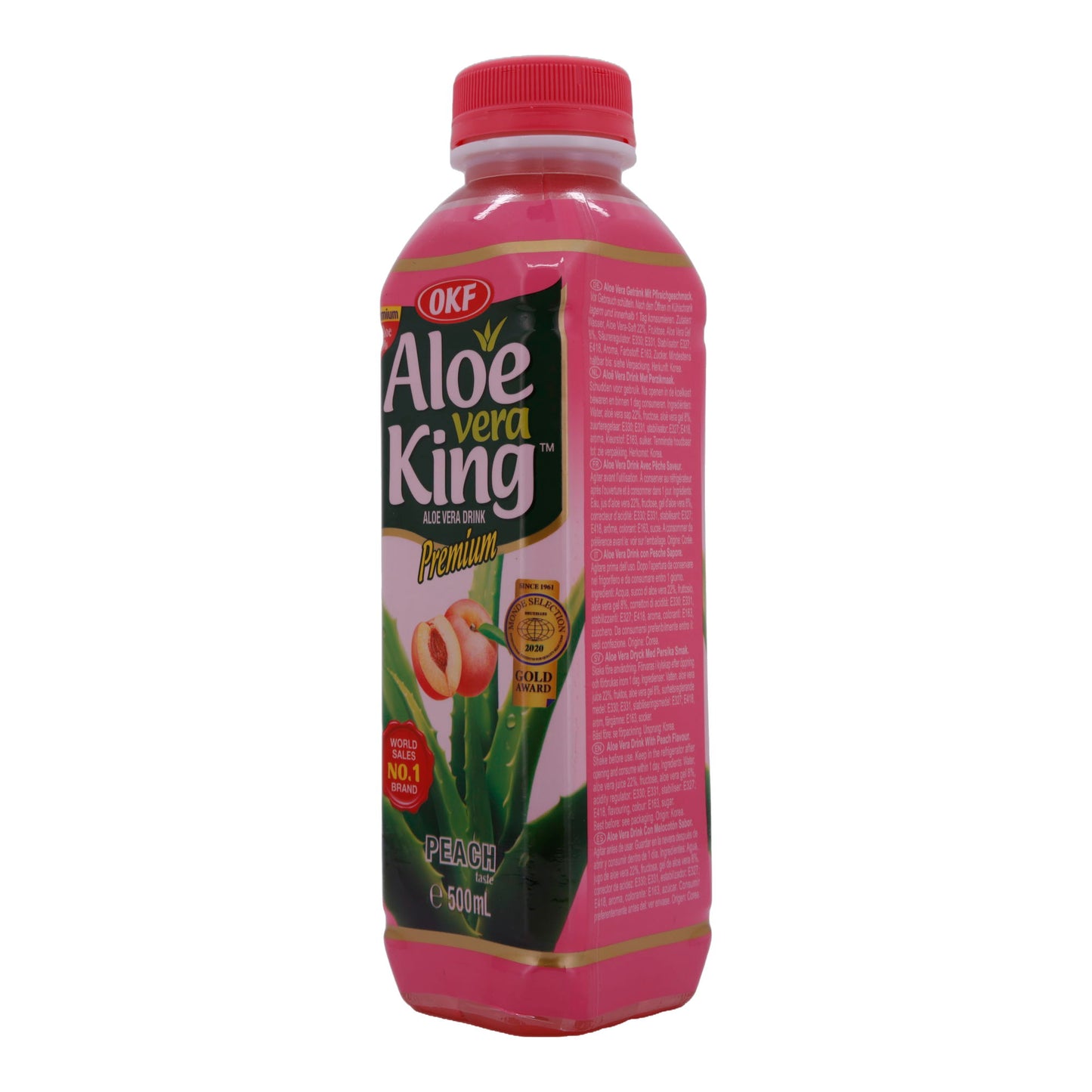 Bevanda Aloe Vera OKF | Aloe Vera King Premium Pesca | Rinfrescante, al gusto di pesca | 500 ml