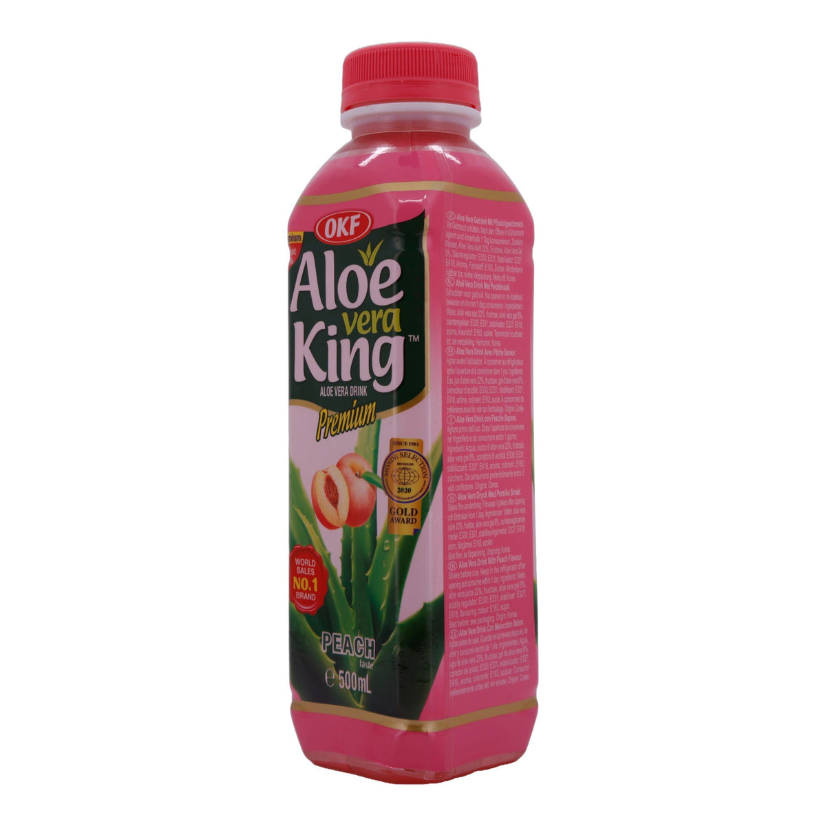 Aloe Vera Drink OKF | Aloe Vera King Premium Peach | Erfrischend, mit Pfirsichgeschmack | 500 ml OKF