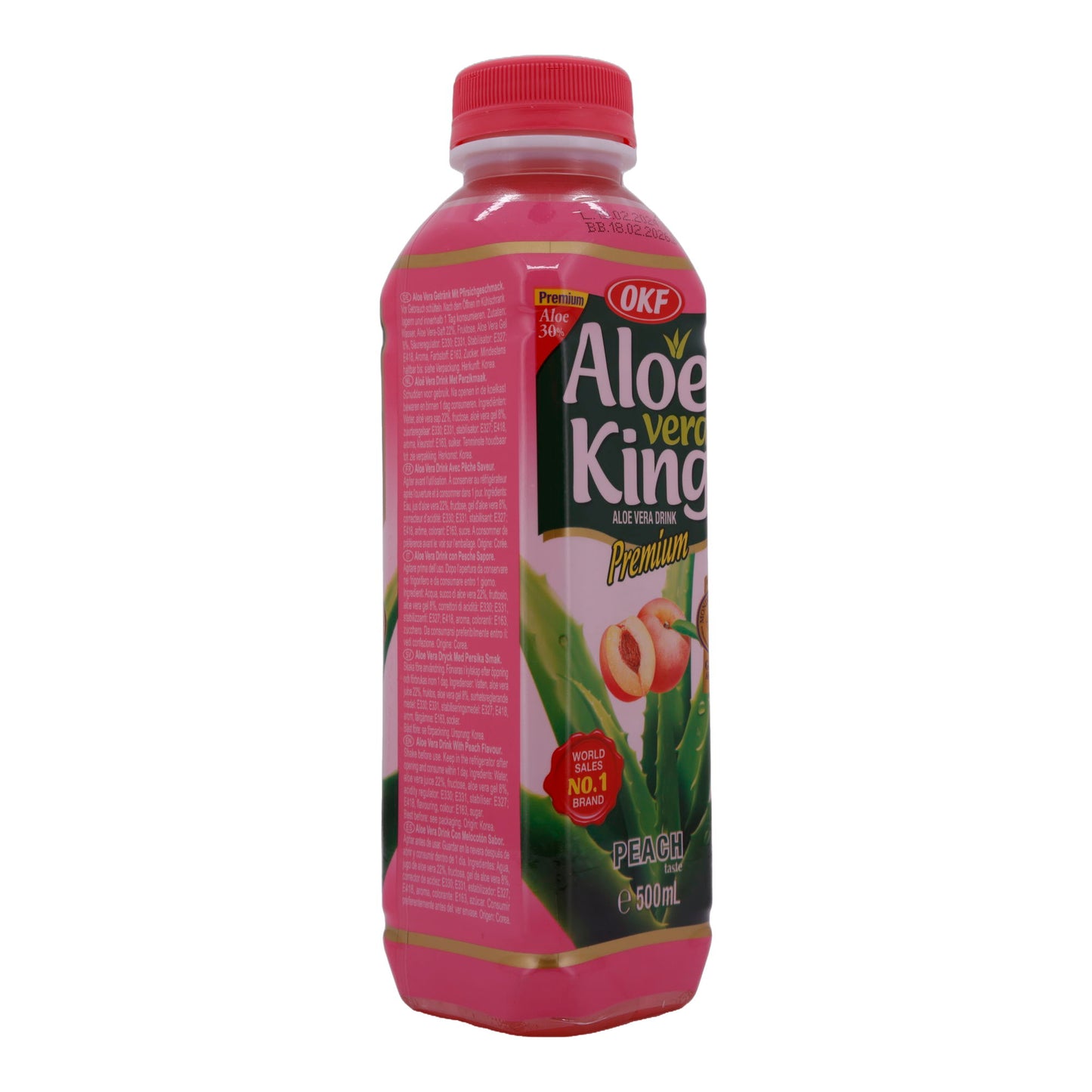 Bevanda Aloe Vera OKF | Aloe Vera King Premium Pesca | Rinfrescante, al gusto di pesca | 500 ml