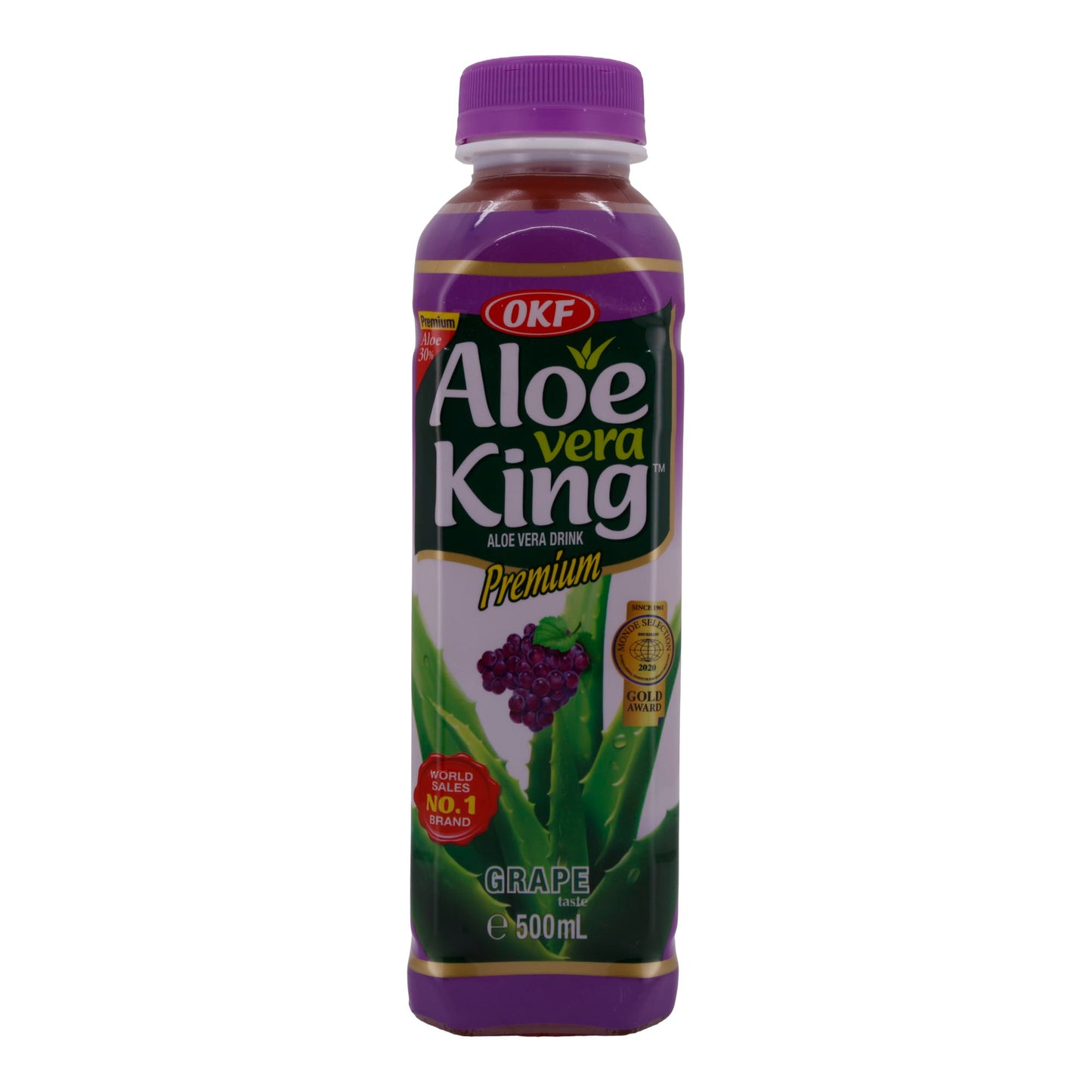 Boisson Aloe Vera OKF | Aloe Vera King Raisin | Rafraîchissant, saveur raisin, 30% Aloe Vera | 500 ml