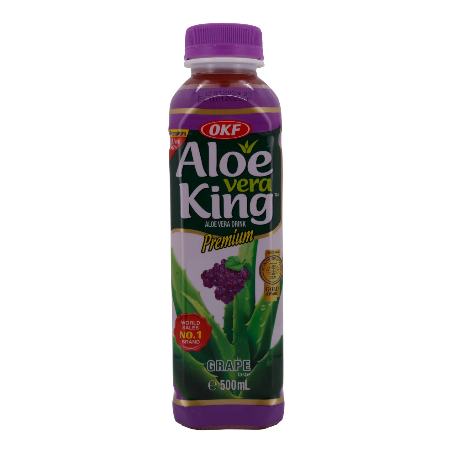 Boisson Aloe Vera OKF | Aloe Vera King Raisin | Rafraîchissant, saveur raisin, 30% Aloe Vera | 500 ml