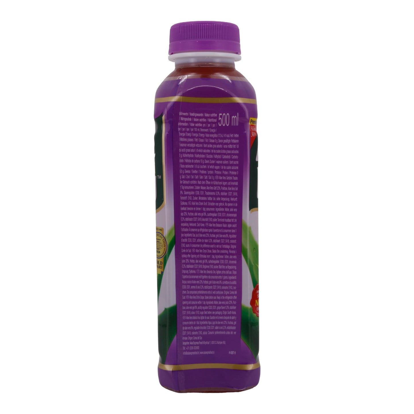 Boisson Aloe Vera OKF | Aloe Vera King Raisin | Rafraîchissant, saveur raisin, 30% Aloe Vera | 500 ml