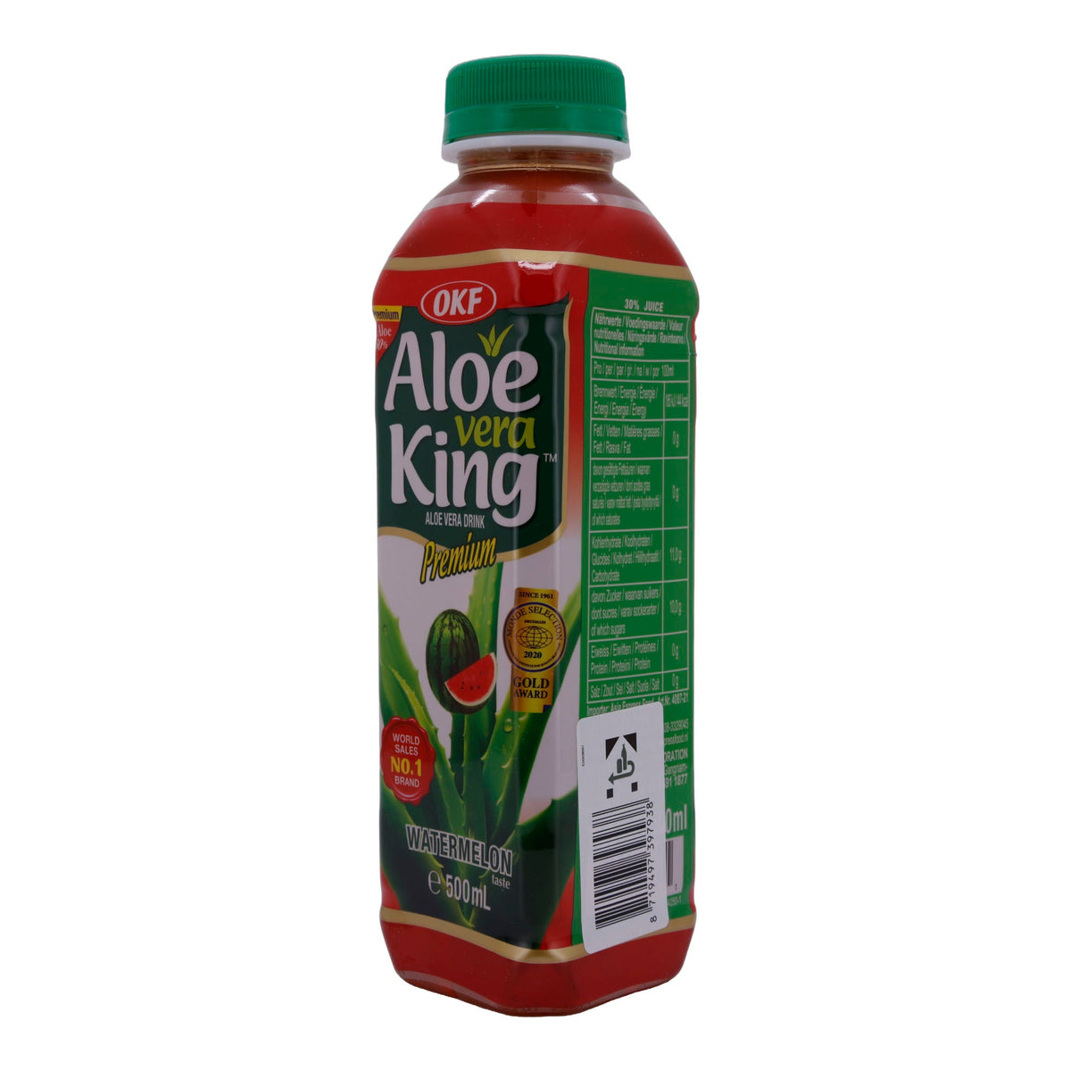 Getränk OKF | Aloe Vera King Aloe Vera Drink | Mit Wassermelonengeschmack, Premiumqualität mit 30% Aloe Vera | 500 ml OKF