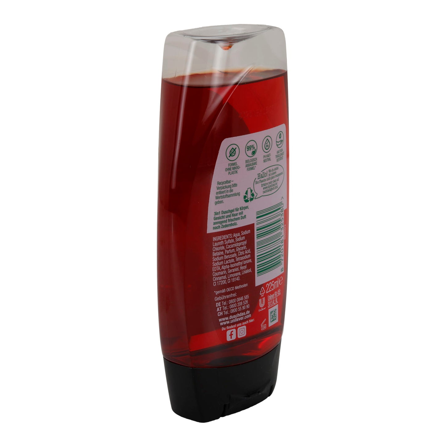 duschdas Noire 3in1 Duschgel | Für Körper, Gesicht & Haar | 225 ml | 12h Duft | 0 % Mikroplastik | Hautverträglich