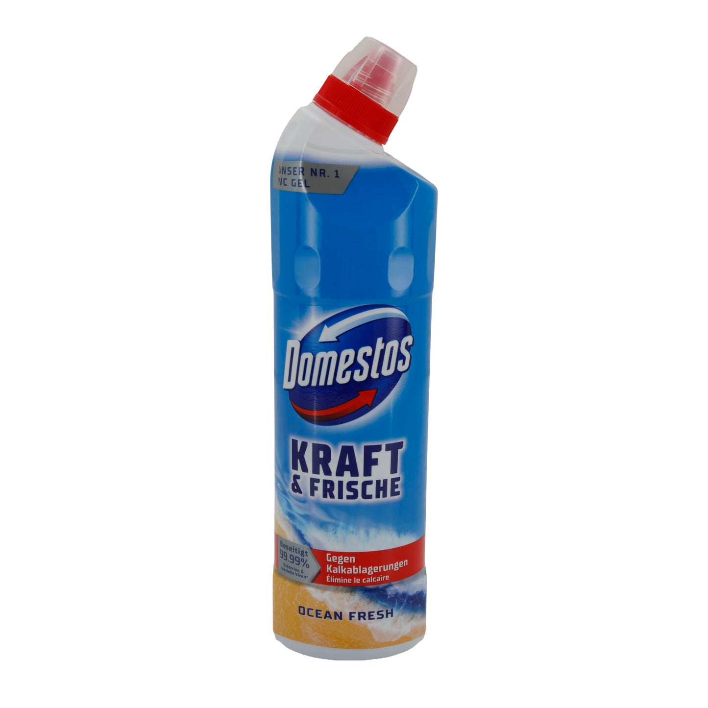 WC-Reiniger Domestos Kraft & Frische | WC-Reiniger | Mit Anti-Kalk-Wirkung & Meeresduft | 750 ml