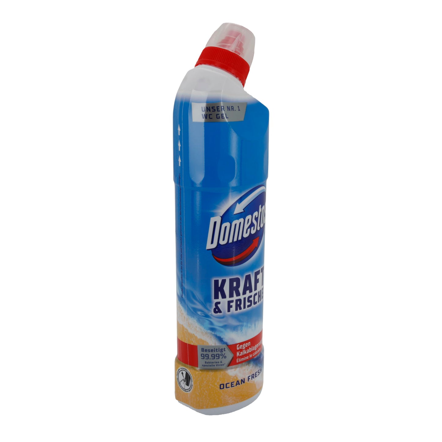 WC-Reiniger Domestos Kraft & Frische | WC-Reiniger | Mit Anti-Kalk-Wirkung & Meeresduft | 750 ml