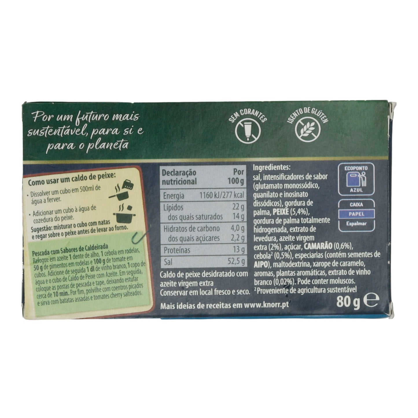Brühe Knorr Caldo de Peixe com Azeite Virgem Extra | glutenfrei und ohne Farbstoffe | Brühe | 80 g KNORR