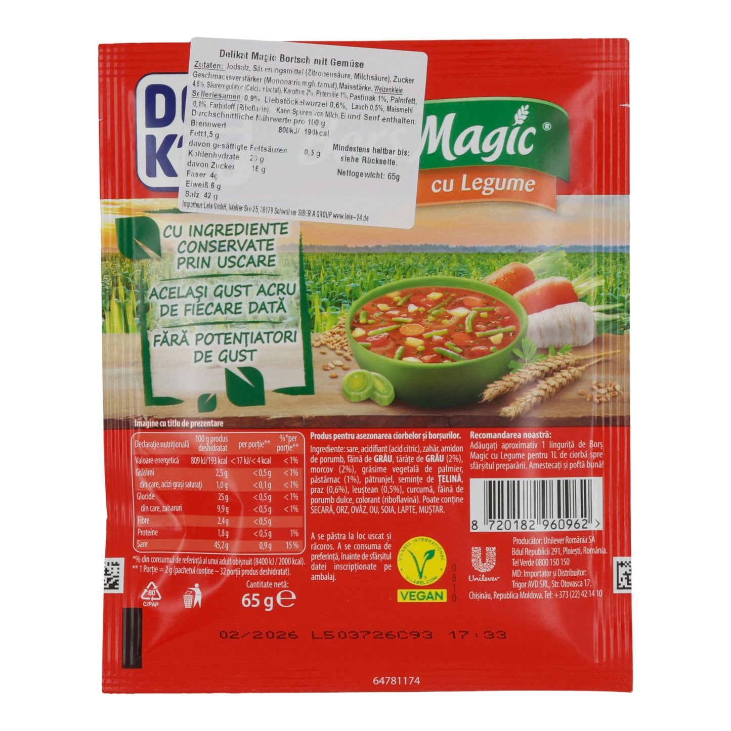 Gemüse-Borschtsch-Würzmischung Delikat Borș Magic cu Legume | Gewürz | 65 g