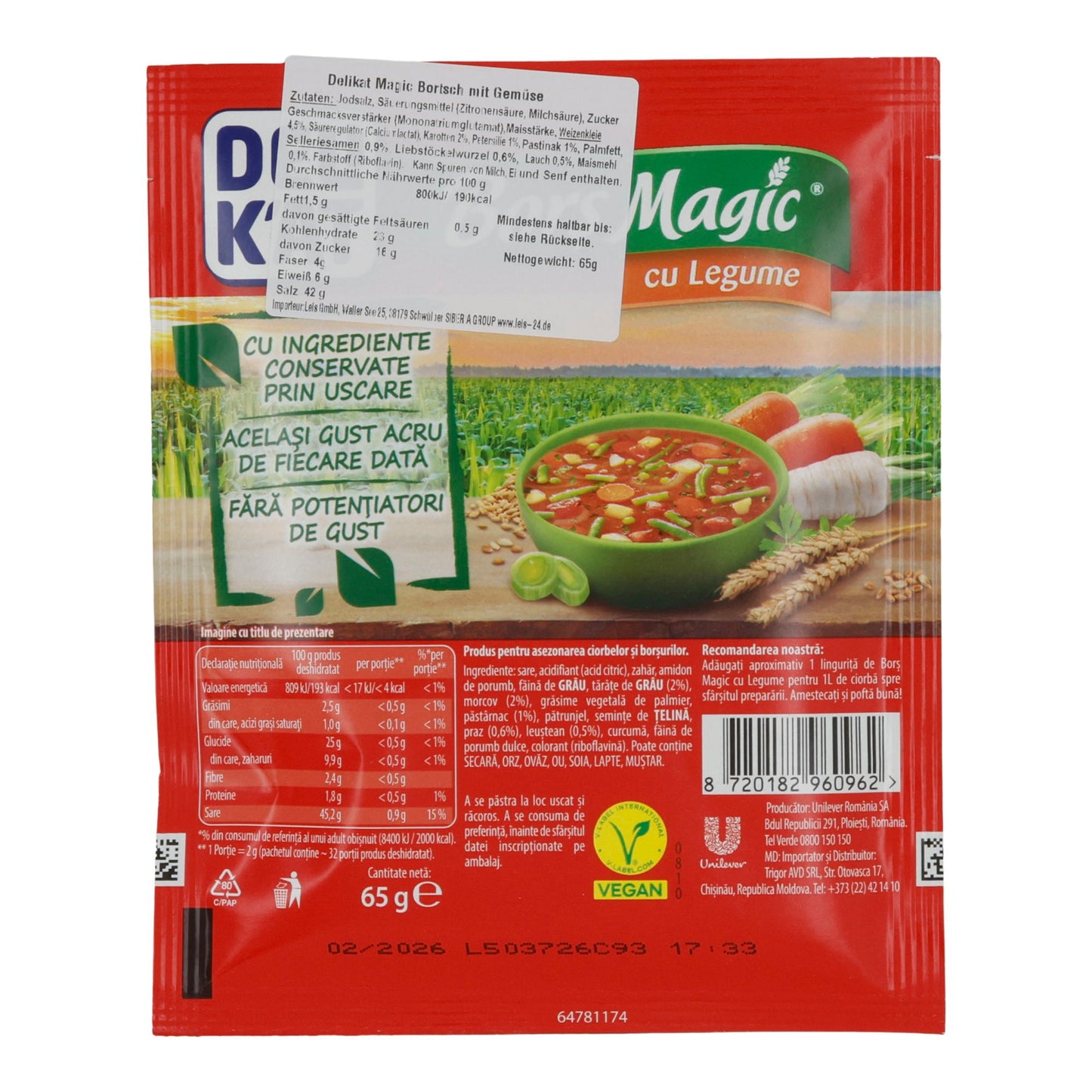 Gemüse-Borschtsch-Würzmischung Delikat Borș Magic cu Legume | Gewürz | 65 g DELIK`AT