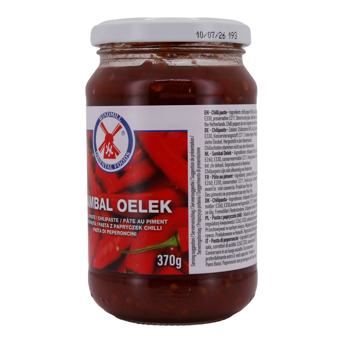 Chilipasta Sambal Oelek | Traditionele chili-pasta | Veelzijdig te gebruiken | 370 g