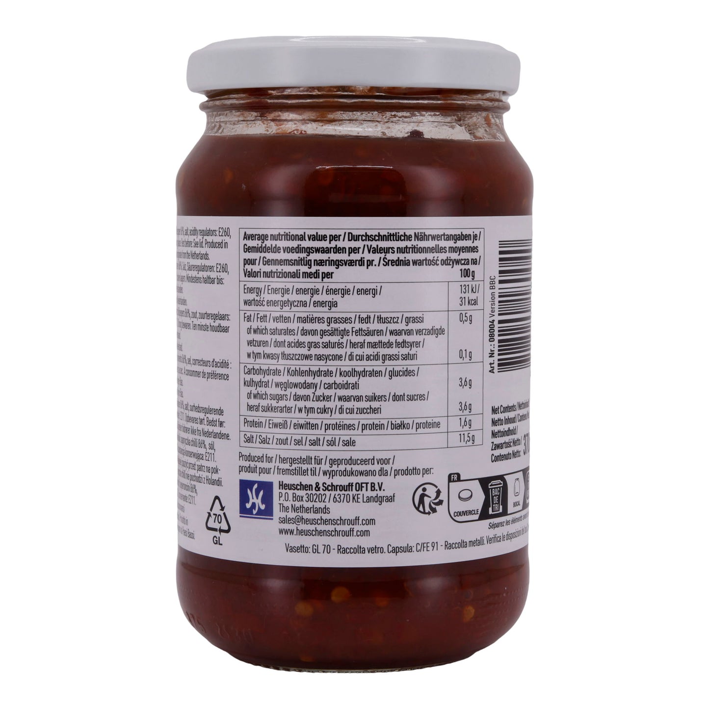 Chilipasta Sambal Oelek | Traditionele chili-pasta | Veelzijdig te gebruiken | 370 g