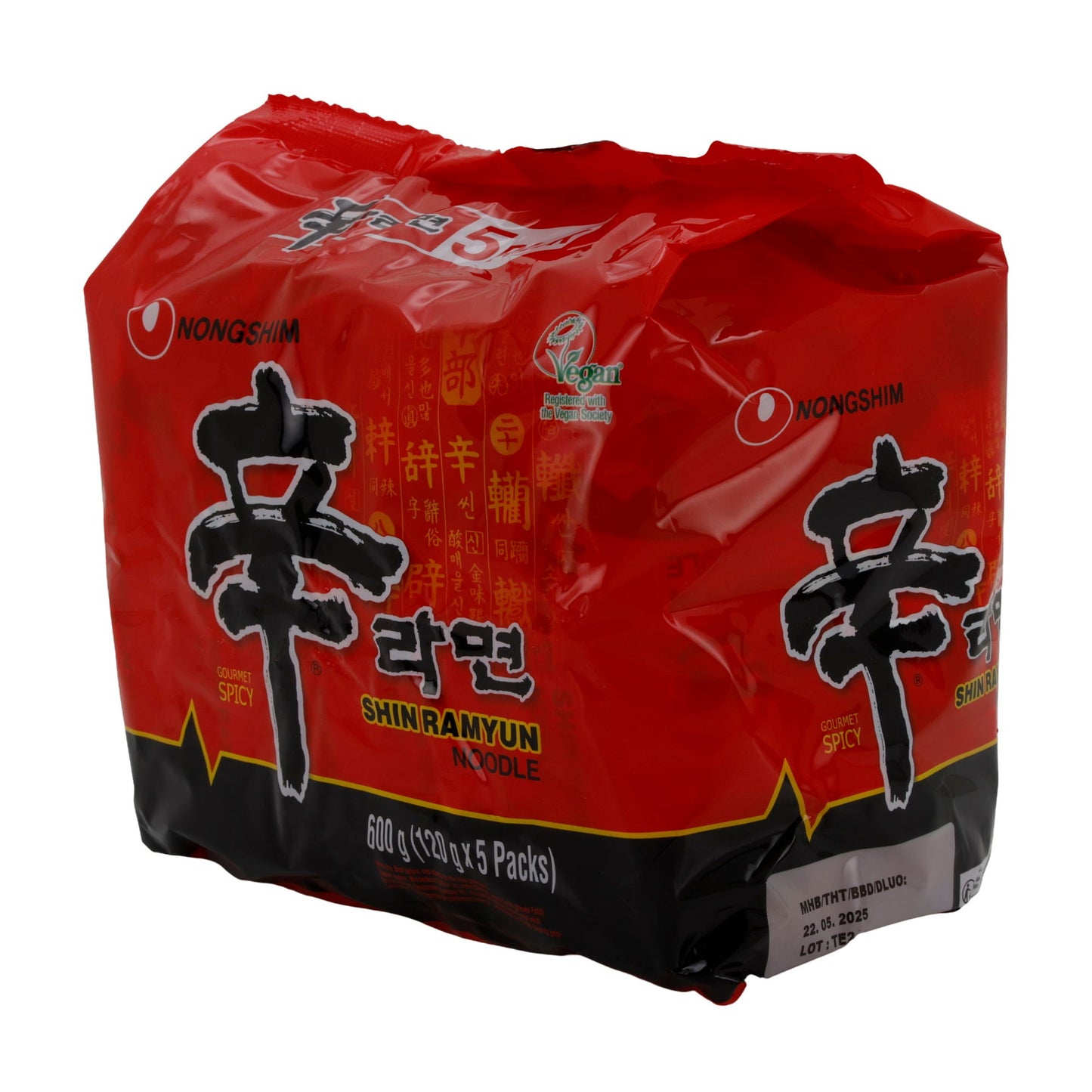 Shin Ramyun Nongshim | Instantnudelsuppe | Scharf mit Rindfleischaroma | 600 g (5 x 120 g) NONGSHIM