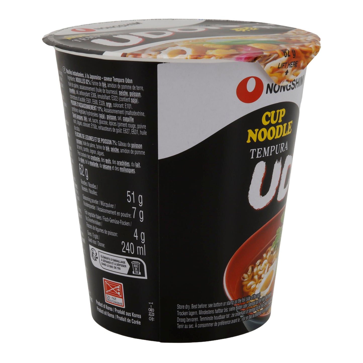Tempura Udon Nongshim | Instant-Nudelcup | Japanisch mit Fischflocken | 62 g