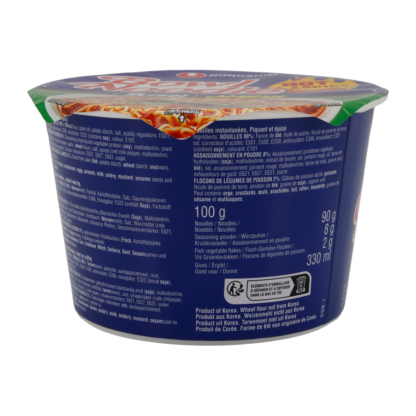 Bowl Noodle Hot & Spicy Nongshim | Instant-noedelsoep | 100 g