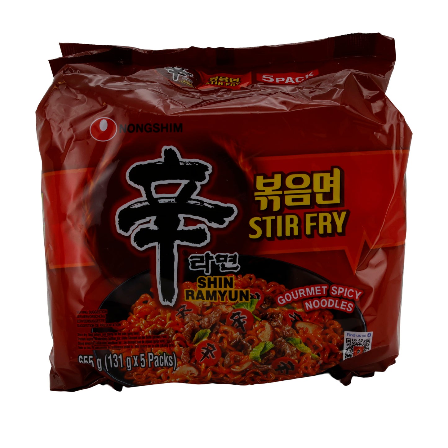 Shin Ramyun Stir Fry Nongshim | Instant Noodles | Spicy Stir-Fried from Korea | 655 g (5 x 131 g)
