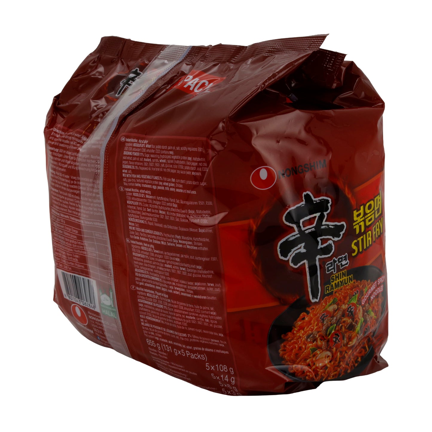 Shin Ramyun Stir Fry Nongshim | Instant Noodles | Spicy Stir-Fried from Korea | 655 g (5 x 131 g)