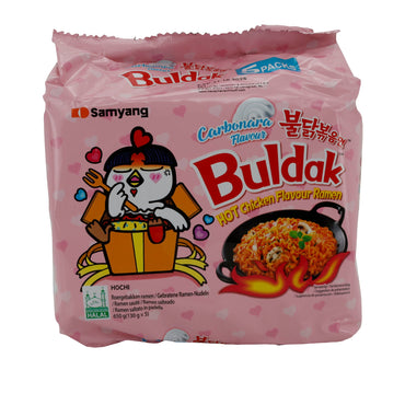 Buldak Carbonara Ramen Samyang | Instant-Nudeln | Scharf mit Carbonara-Geschmack | 5er-Pack (5x 135g) BULDAK
