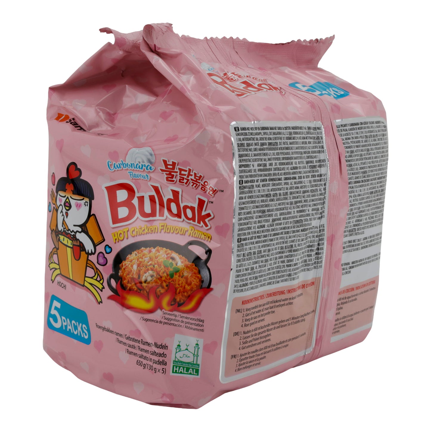 Buldak Carbonara Ramen Samyang | Instant-Nudeln | Scharf mit Carbonara-Geschmack | 5er-Pack