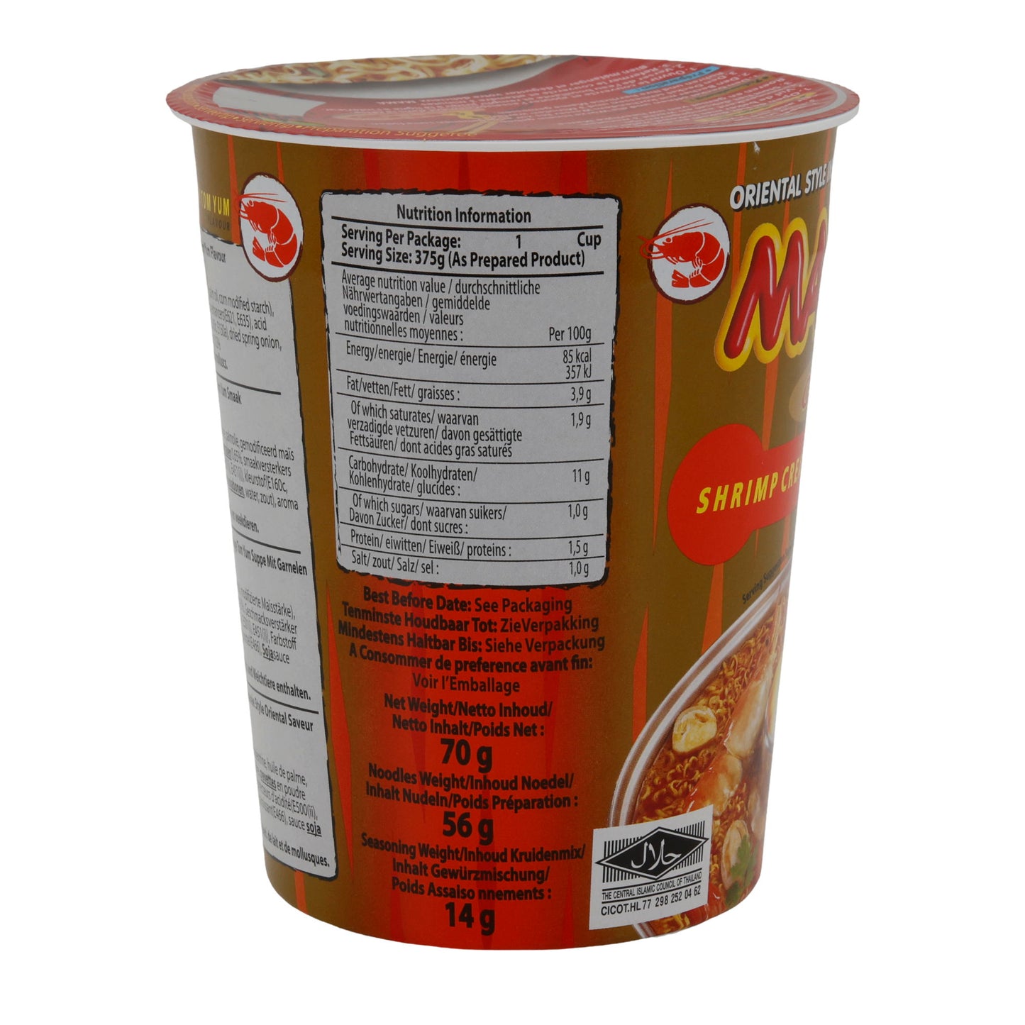 Cup Garnalen Romige Tom Yum Smaak MAMA | Instant-Noodles | 70 g Beker