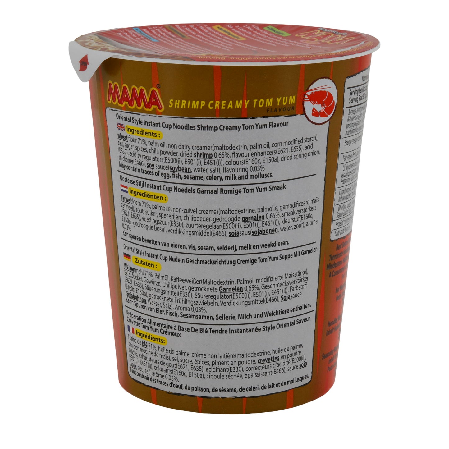 Cup Garnalen Romige Tom Yum Smaak MAMA | Instant-Noodles | 70 g Beker