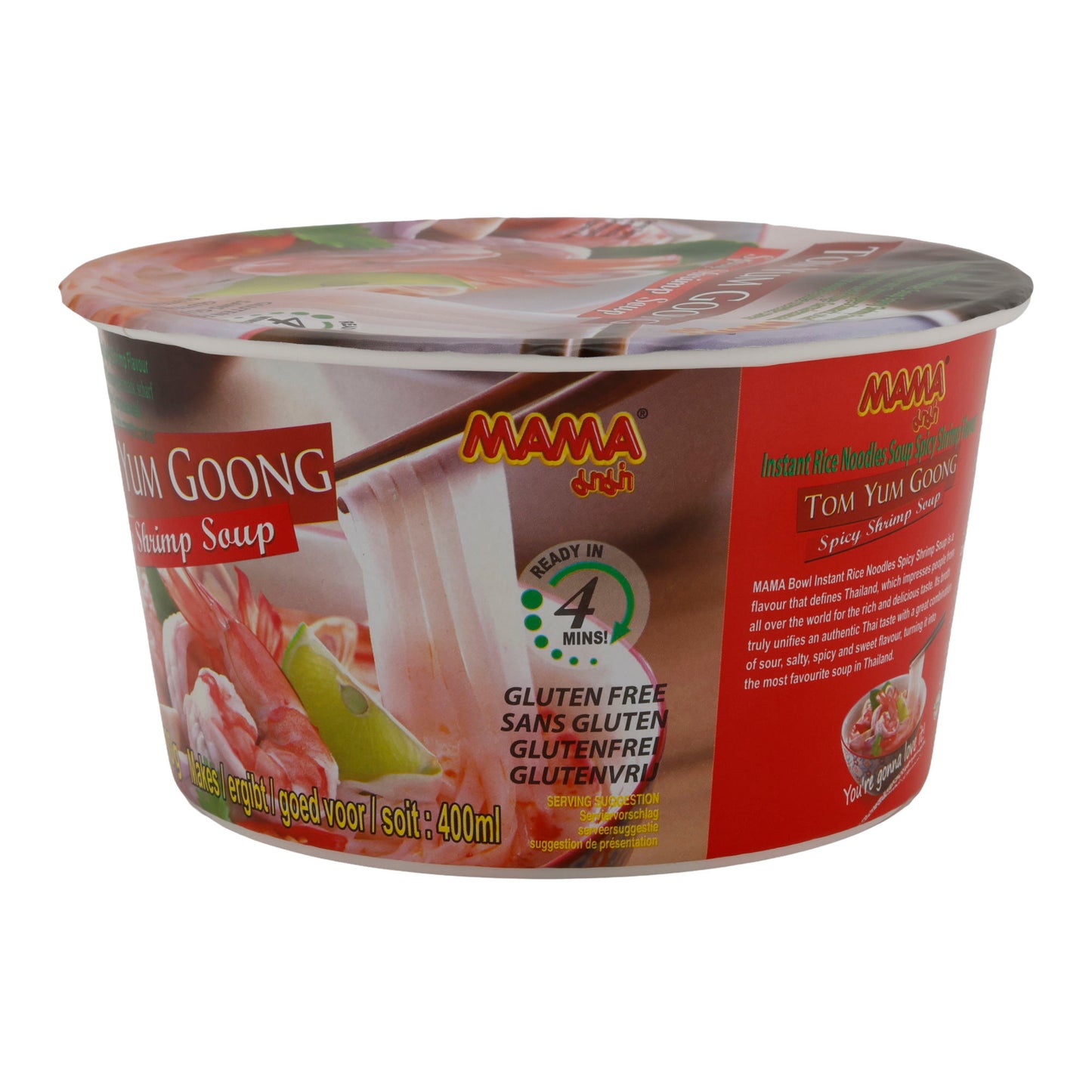 Reisnoedelsoep MAMA | Tom Yum Goong | Glutenvrij, pittig met garnalensmaak | 70 g beker