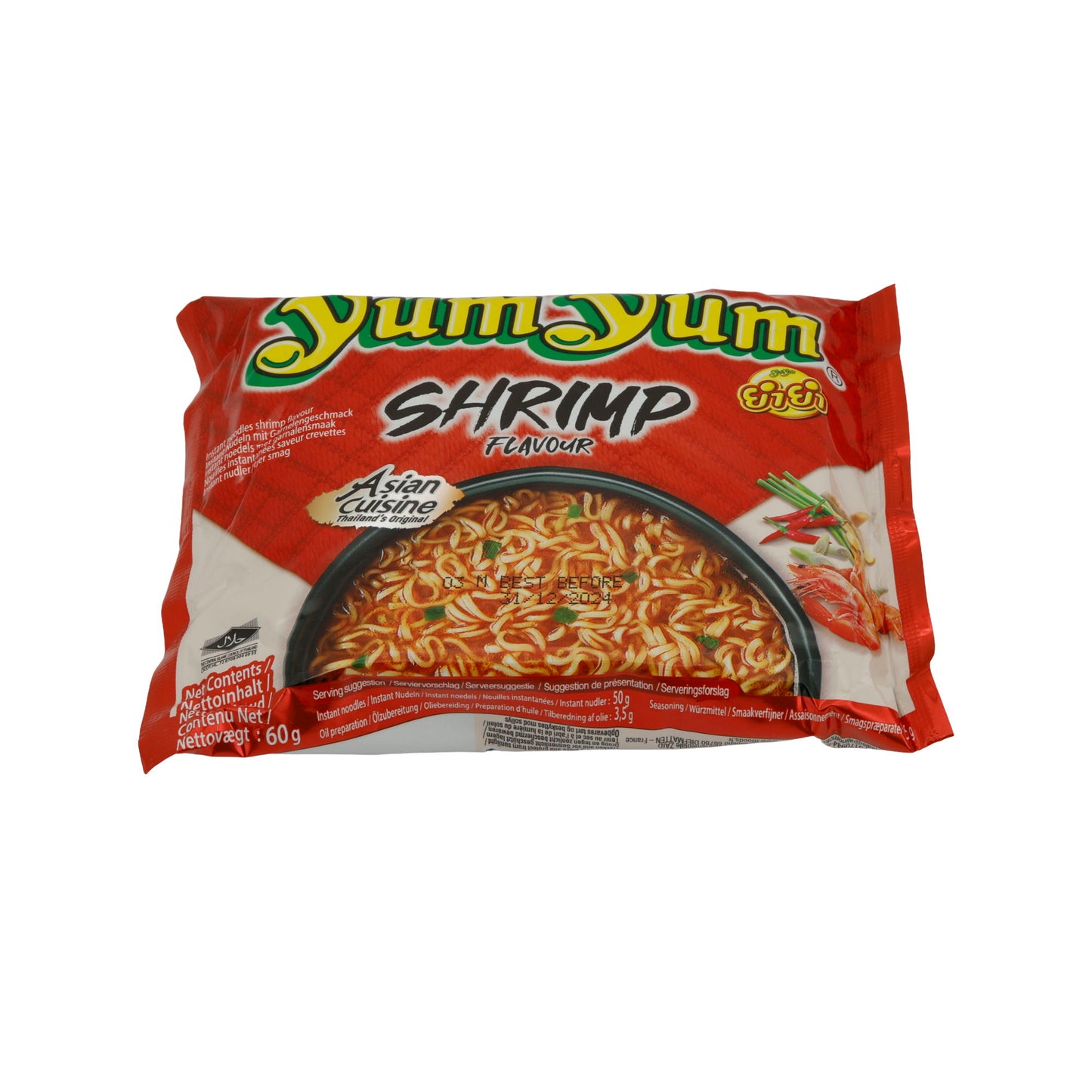 Instantnoedels Yum Yum | Garnalen | Pittige noedelsoep met zeevruchtensmaak | 60 g