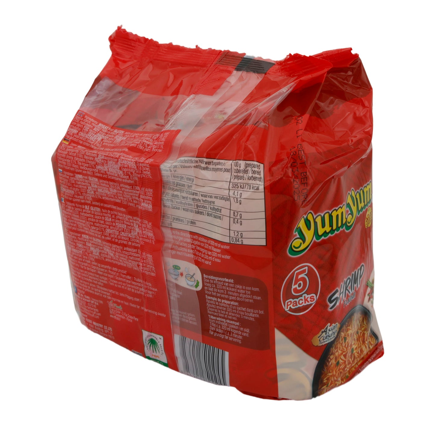 Instant noedels garnalensmaak Yum Yum | Nudeln | Garnelengeschmack | 5 × 60 g