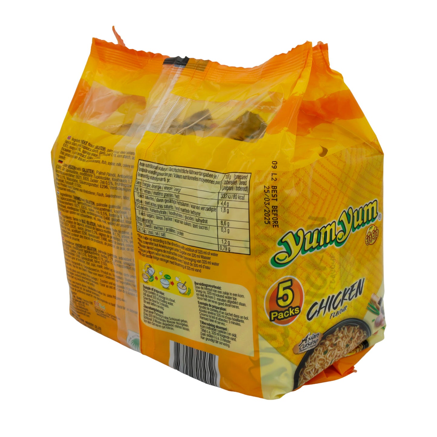 Instantnoedels Yum Yum | Kip smaak | Snelle maaltijd met Aziatische flair | 5 × 60 g