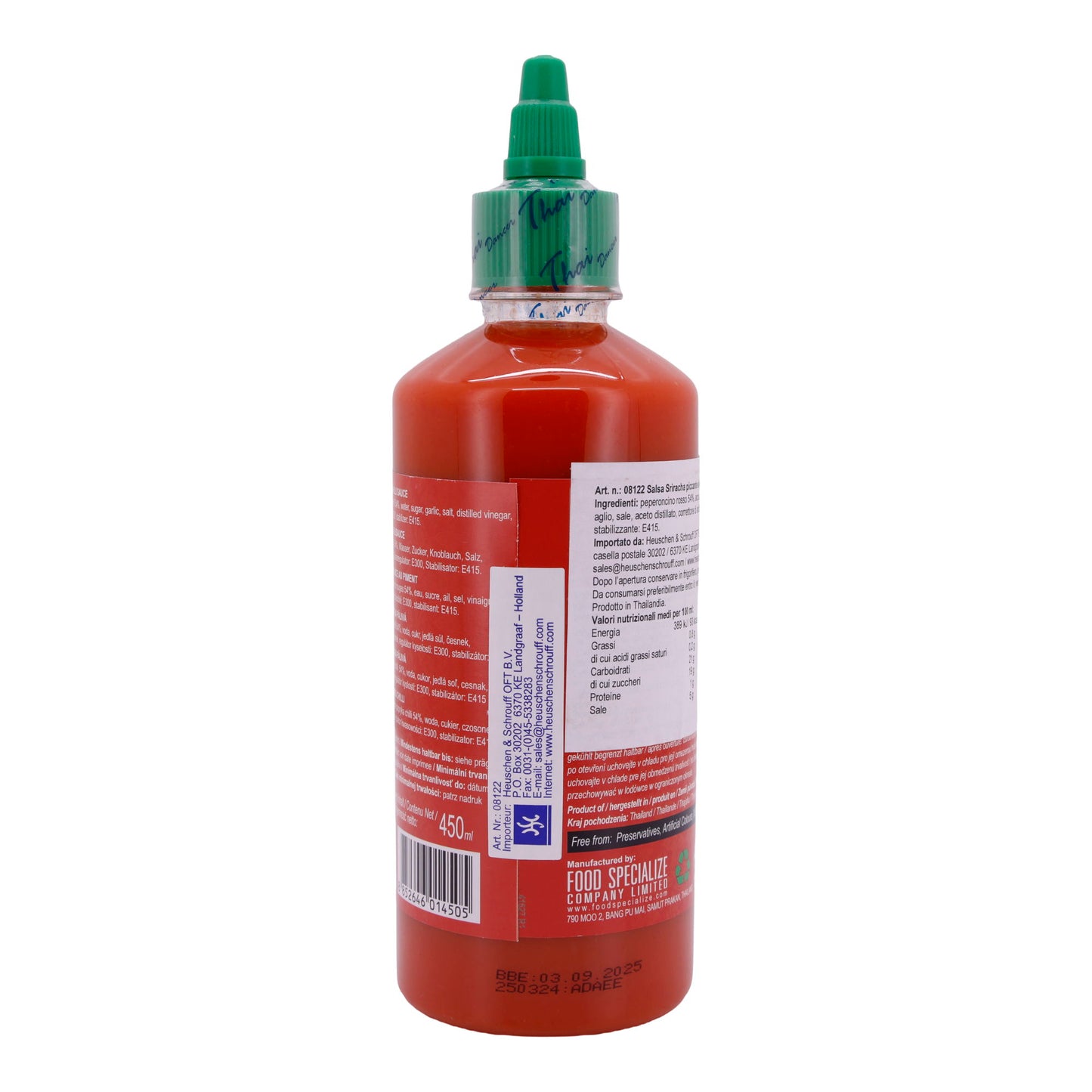 Sriracha Chilli Sauce Thai Dancer | Hot & Spicy | Scharfe Chilisauce für würzige Gerichte | 450 ml