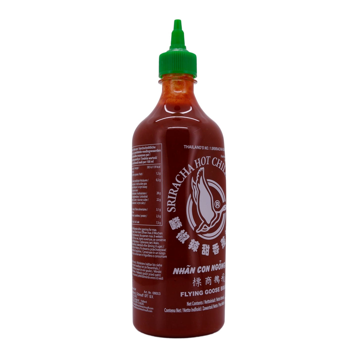 Hot Chilli Sauce Sriracha | Saus | De wereldberoemde pittige saus met authentieke Aziatische smaak | 730 ml
