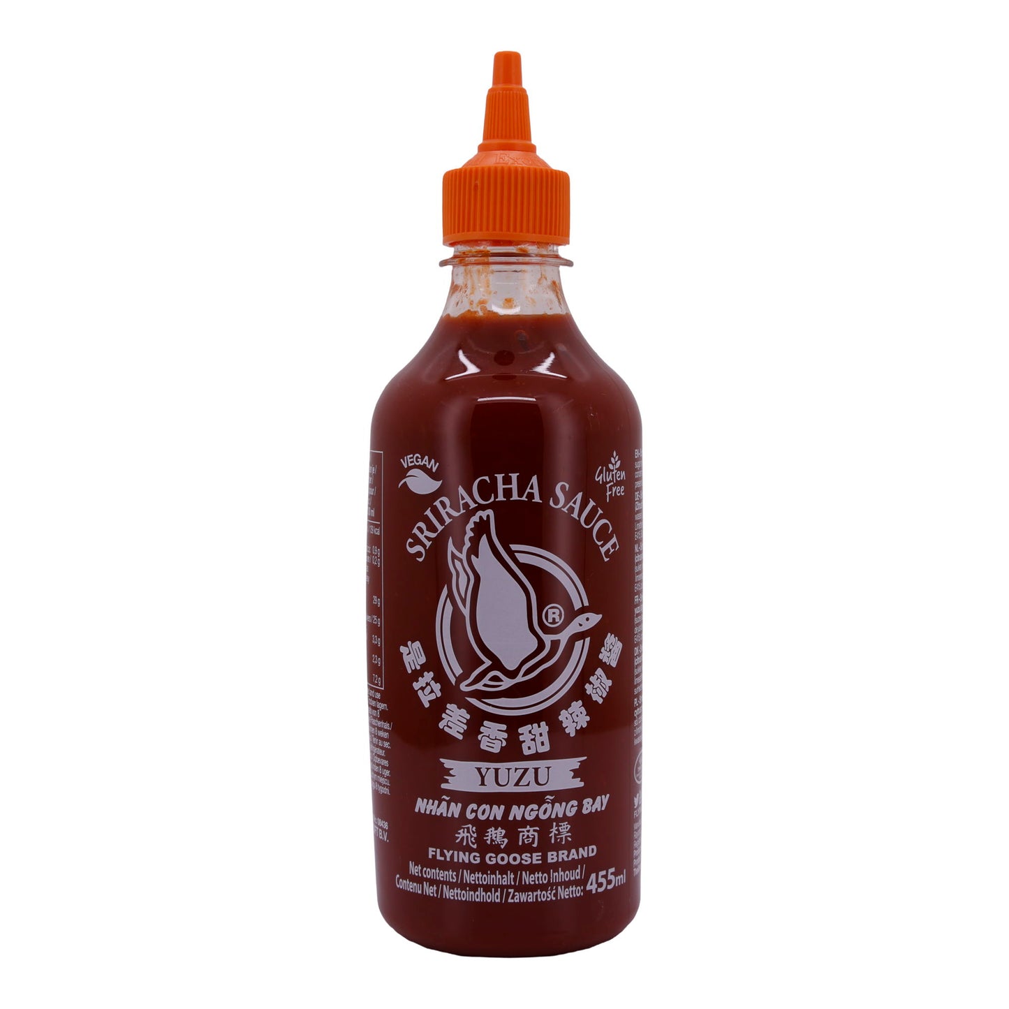 Sriracha Sauce Yuzu Flying Goose | Scharfe Chilisauce mit Zitrusgeschmack | 455 ml