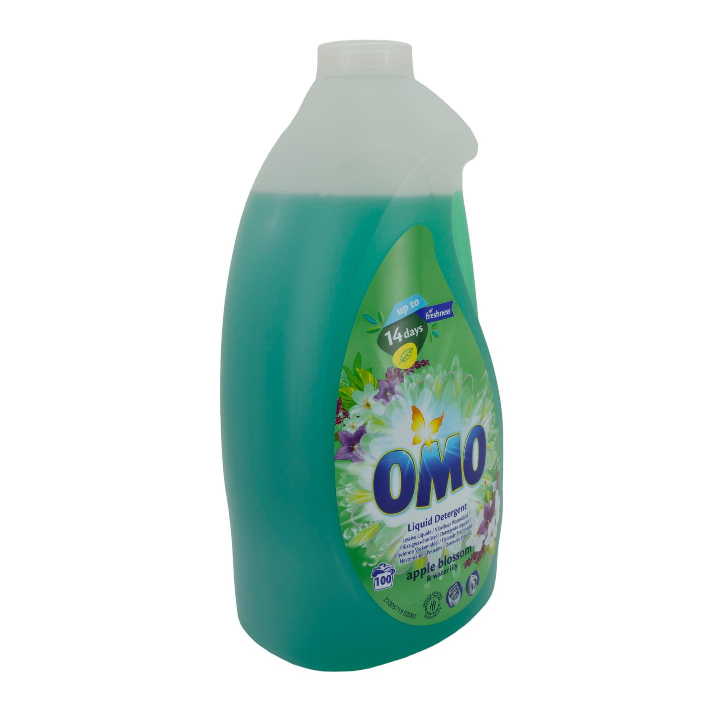 Flüssigwaschmittel OMO | Apple Blossom & Water Lily | Für bis zu 100 Waschladungen & 14 Tage Frische | 5 l