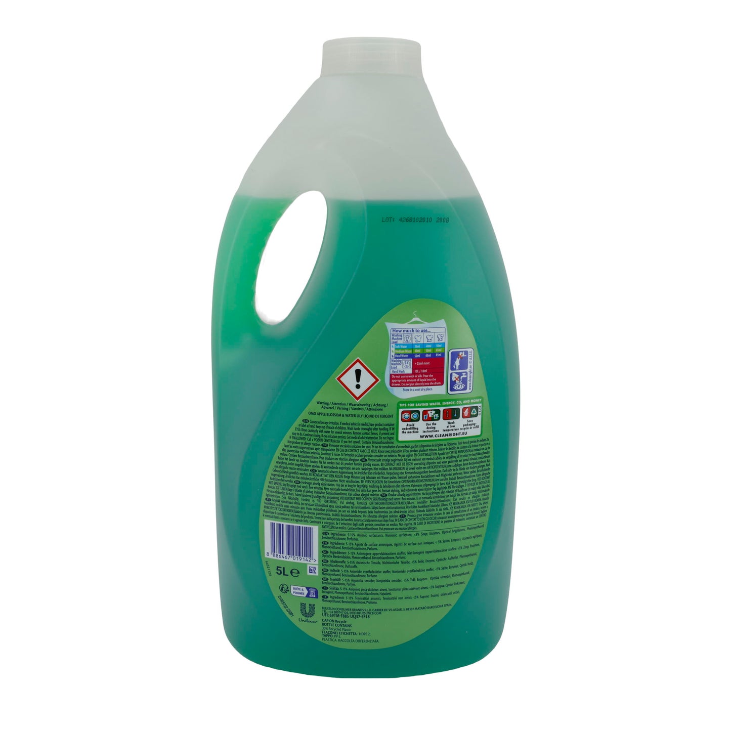 Flüssigwaschmittel OMO | Apple Blossom & Water Lily | Für bis zu 100 Waschladungen & 14 Tage Frische | 5 l