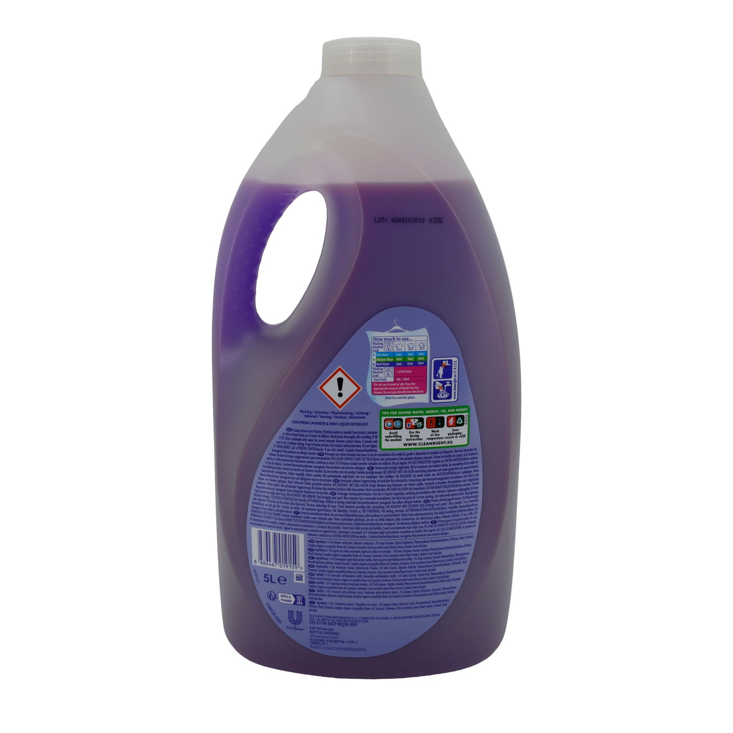 Flüssigwaschmittel OMO | Fresh Lavender & Mint | Für bis zu 100 Waschladungen | 5 l