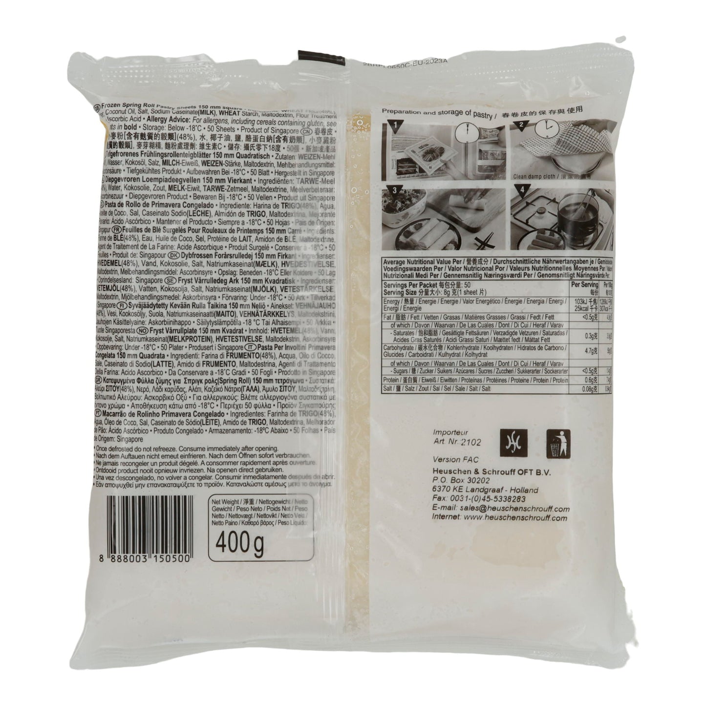 Teigblätter Spring Home | TYJ Spring Roll Pastry | Für Frühlingsrollen | 50 Stück (400 g) SPRING HOME