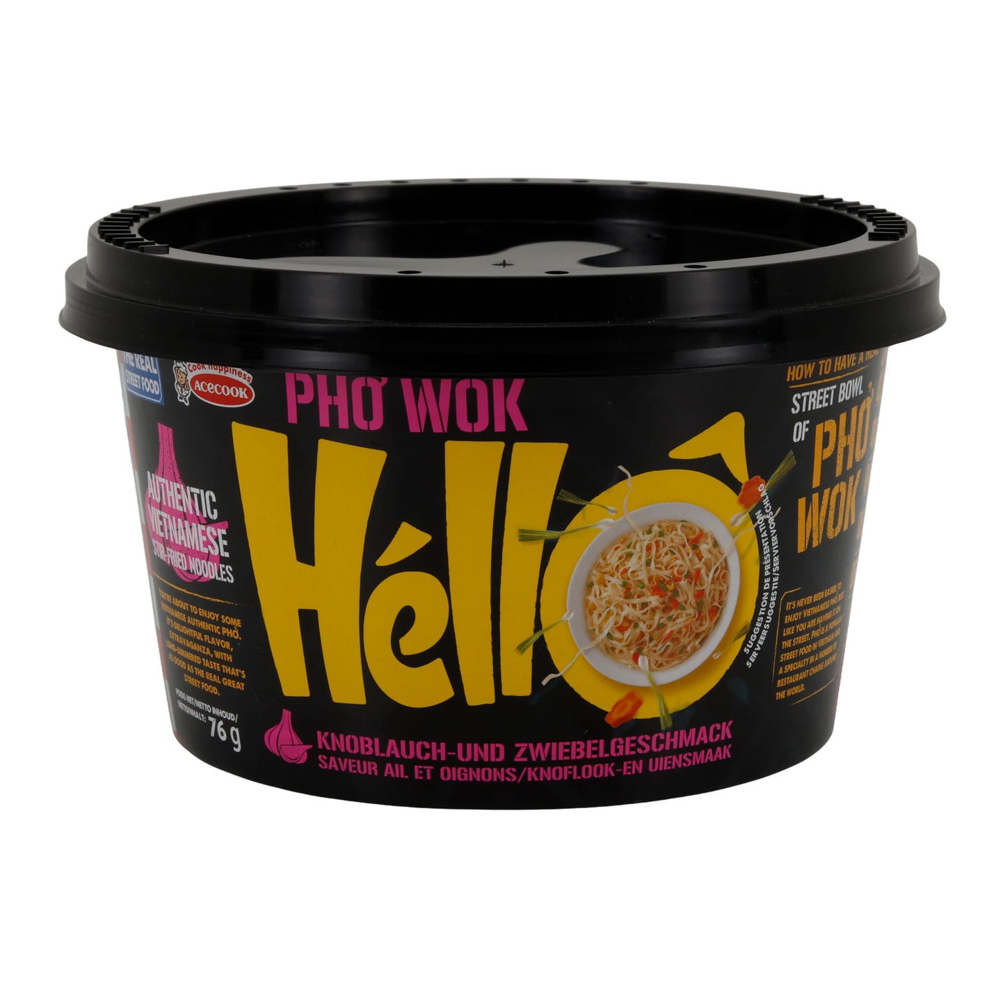 Phở Wok Hèllo Acecook | Noodles wok vietnamiti | Con sapore di aglio e cipolla | 76 g