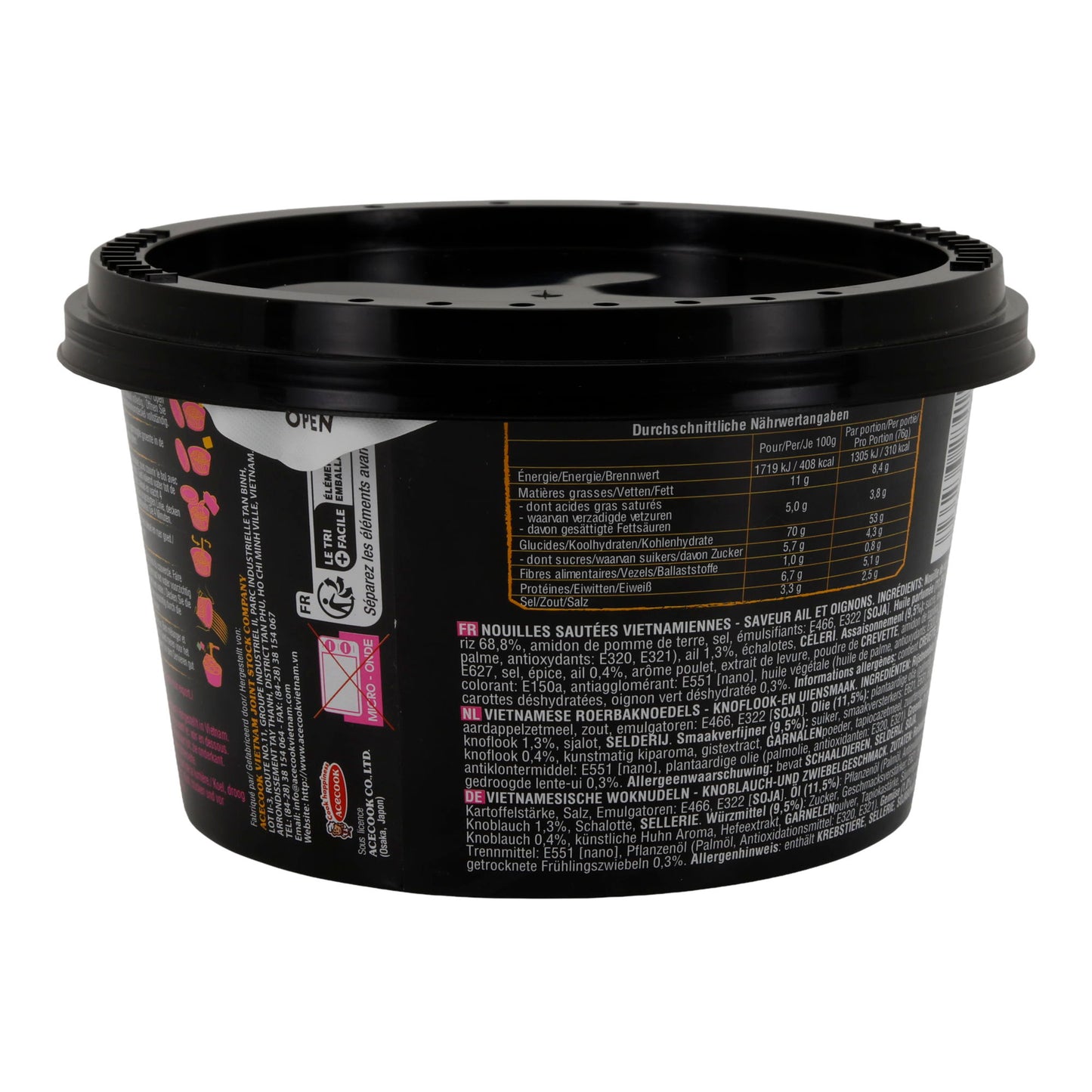 Phở Wok Hèllo Acecook | Noodles wok vietnamiti | Con sapore di aglio e cipolla | 76 g