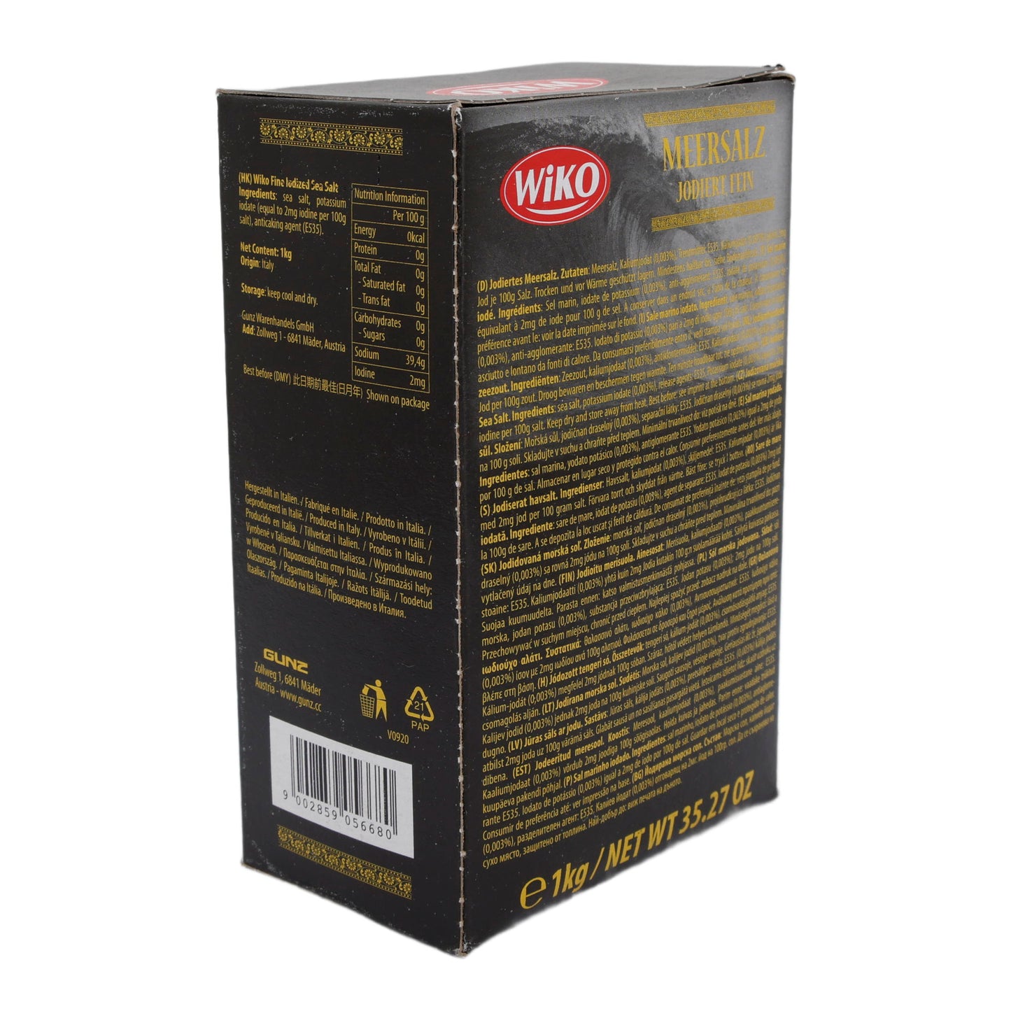 Meersalz Wiko | Gejodeerd, fijn | Hoogwaardig, fijne korrel, jodiumtoevoeging | 1 kg