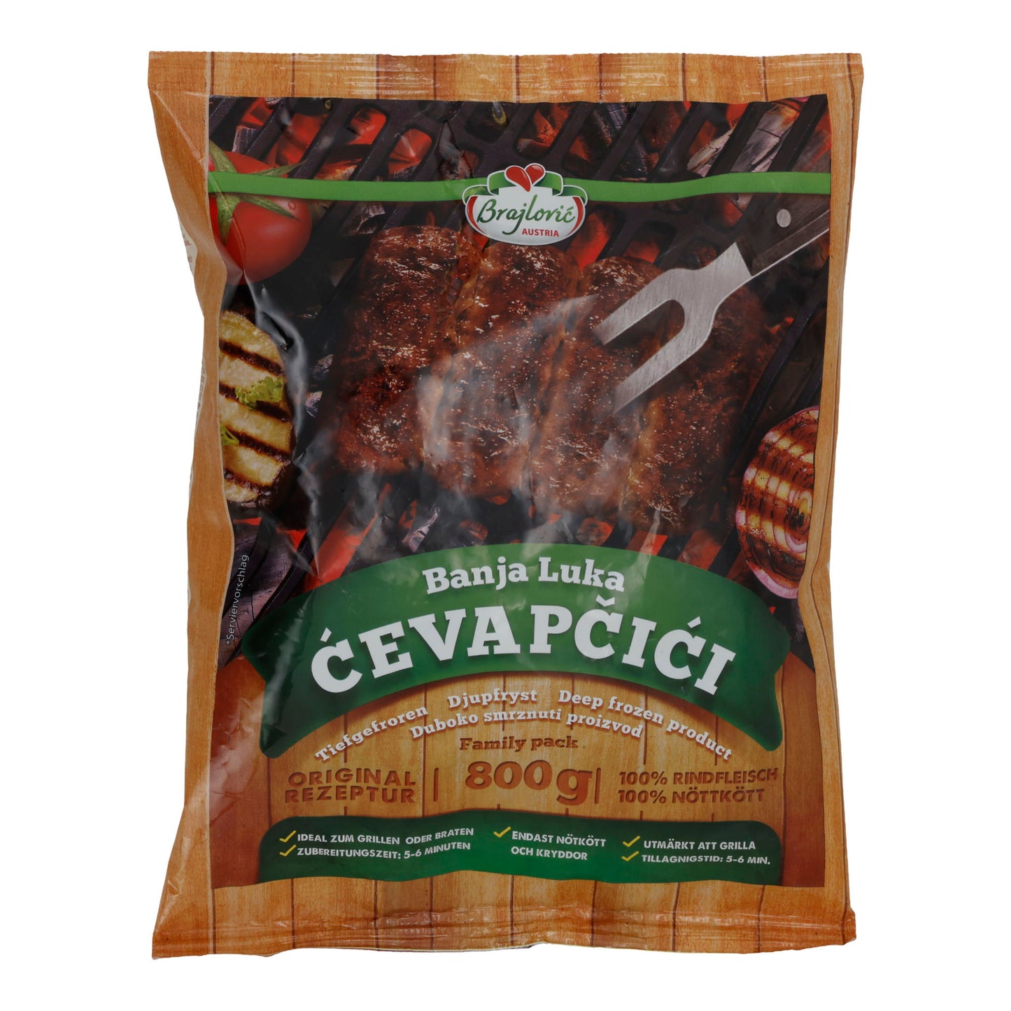 Confezione Famiglia Ćevapčići Brajlović | Involtini di manzo Halal | Surgelati | 800 g