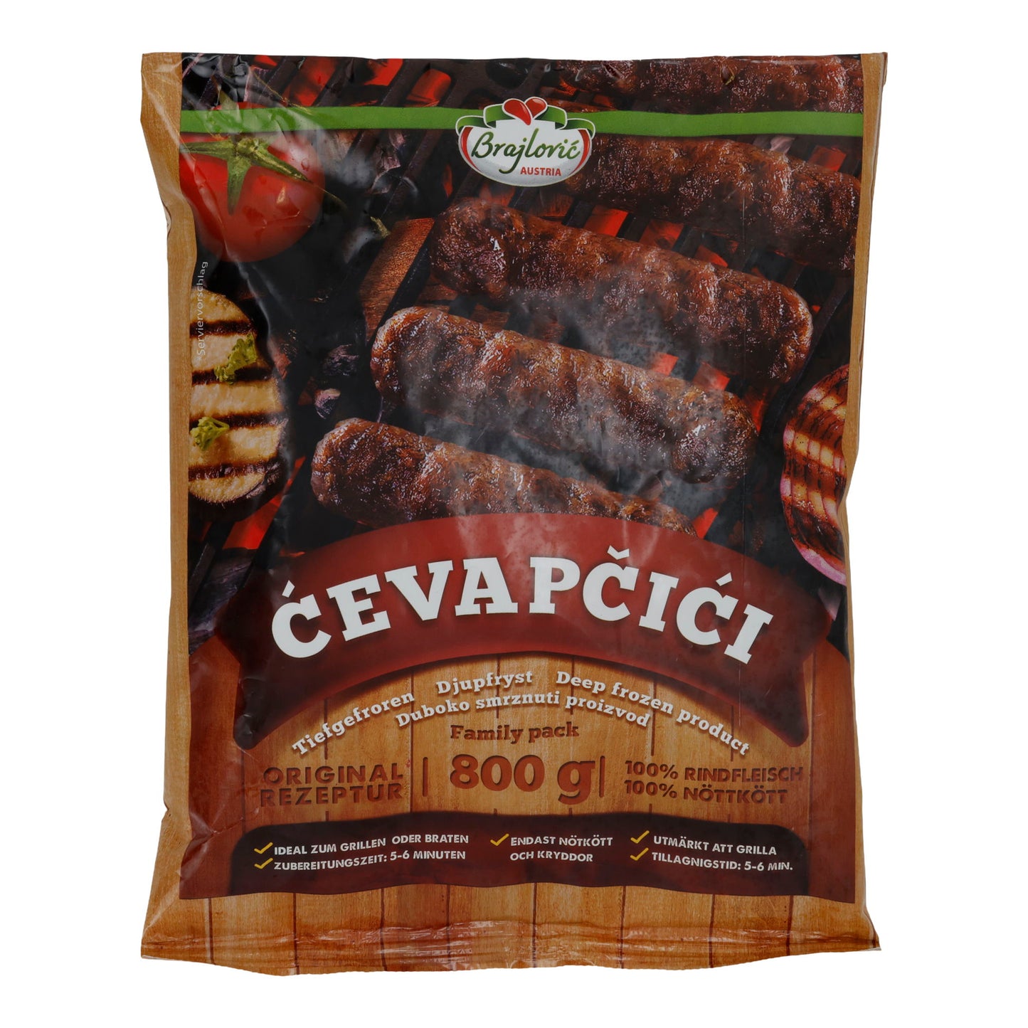 Confezione Famiglia Ćevapčići Brajlović | Involtini di manzo Halal | Surgelati | 800 g