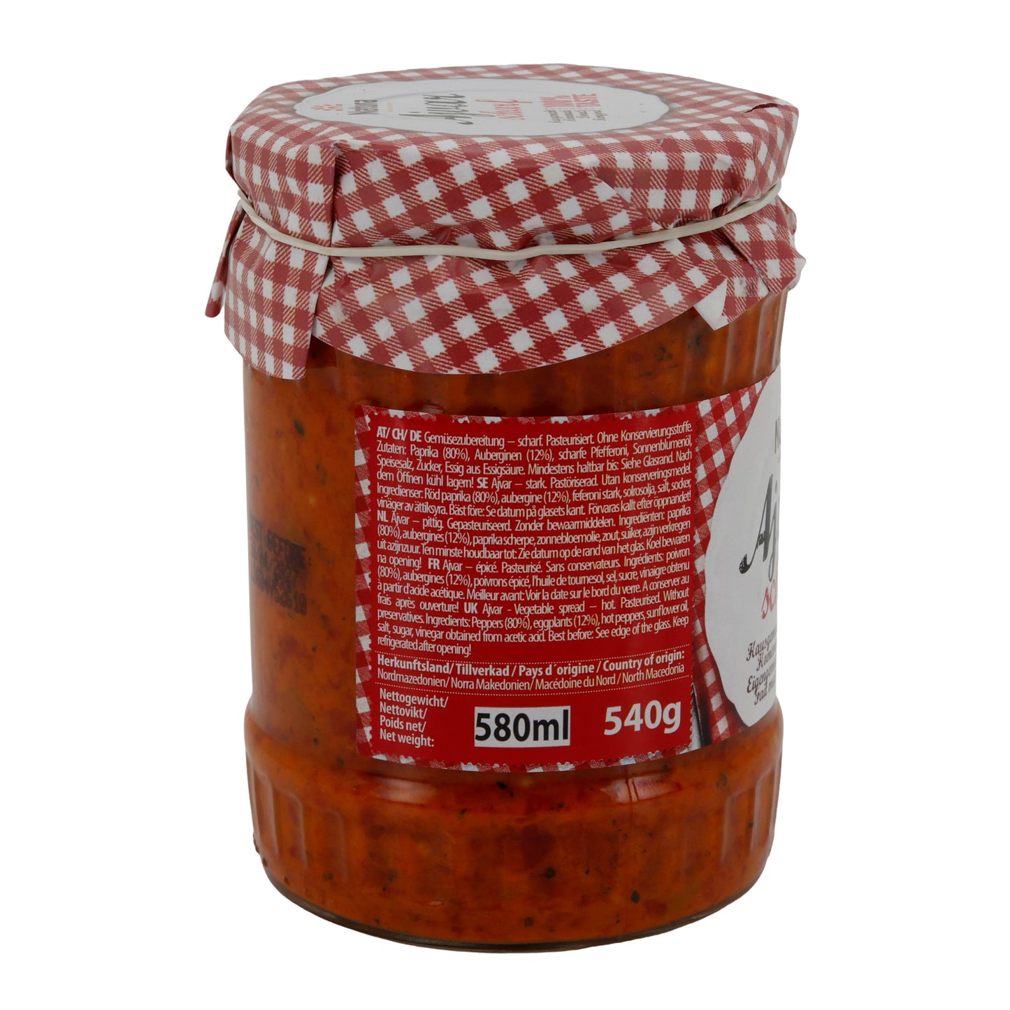 Ajvar Natura | Spicy | Homemade from North Macedonia | 540 g