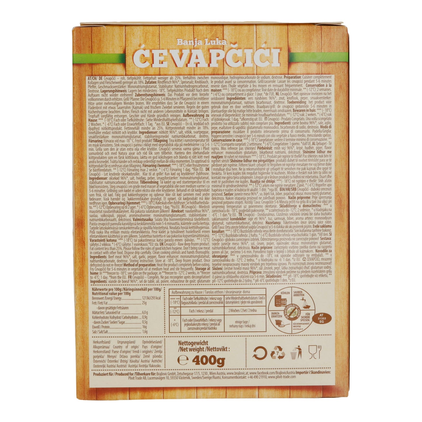 Involtini di manzo Brajlović | Banja Luka Ćevapčići | Halal, ricetta originale, surgelati | 400 g