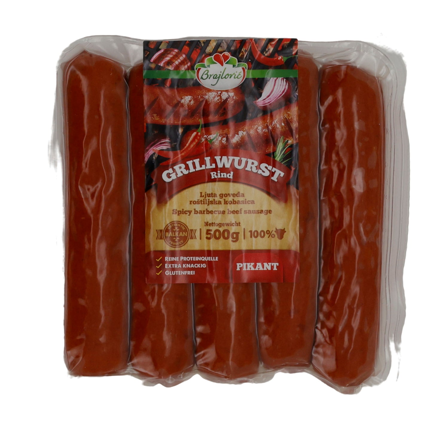 Salsiccia alla griglia Brajlović Salsiccia alla griglia di manzo piccante | speziata | salsiccia alla griglia balcanica | 500 g