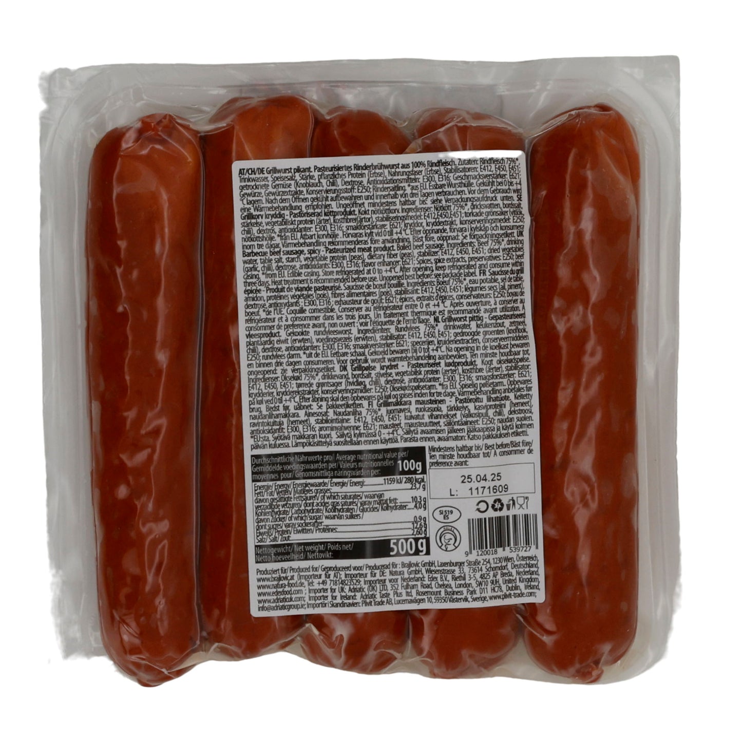 Salsiccia alla griglia Brajlović Salsiccia alla griglia di manzo piccante | speziata | salsiccia alla griglia balcanica | 500 g