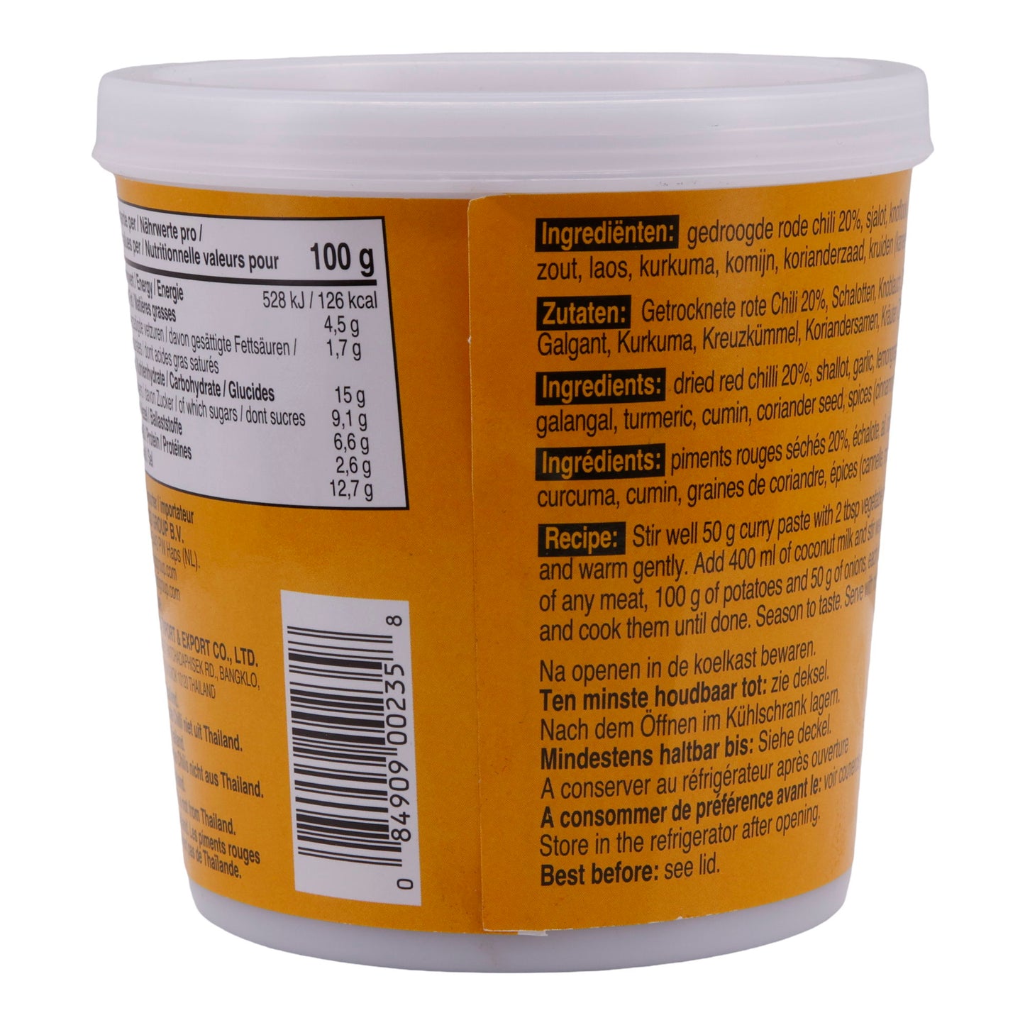 Pasta di curry Cock Brand | Pasta di curry gialla | Esotica, con peperoncini rossi essiccati e erbe aromatiche | 400 g