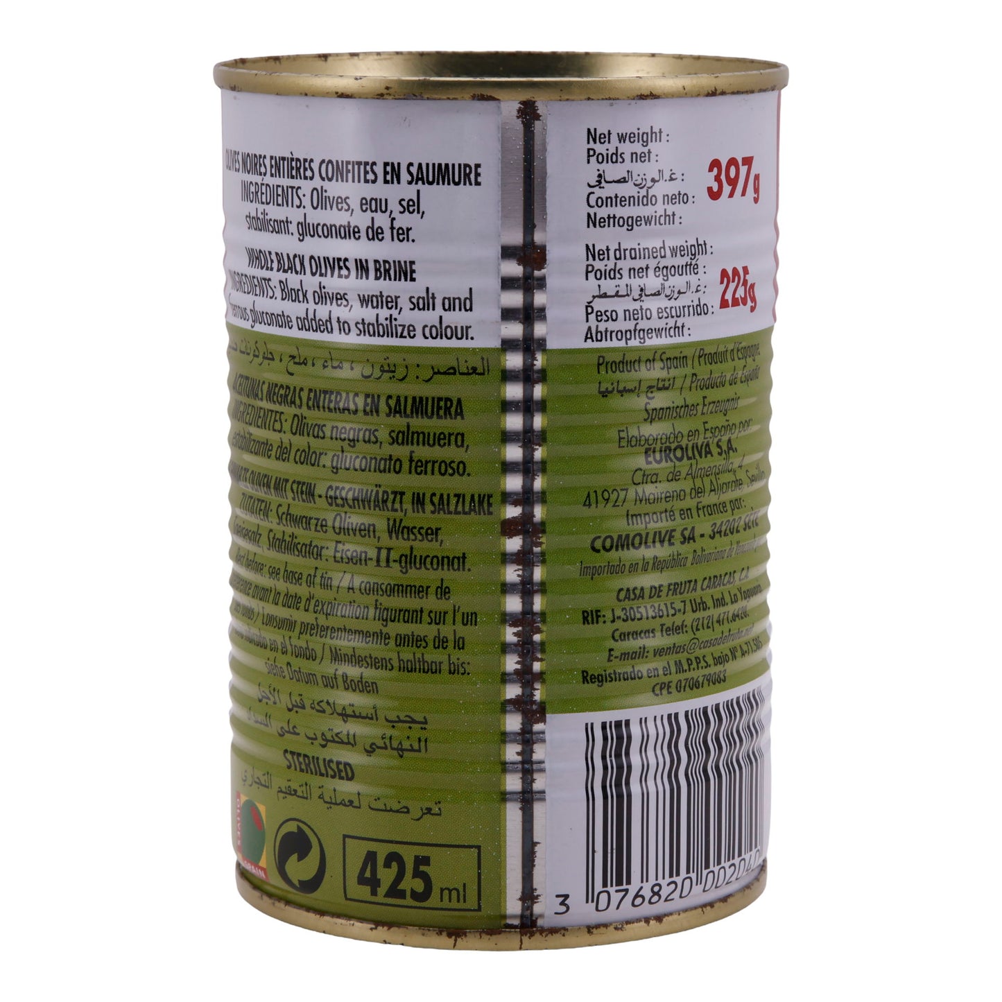 Oliven Crespo | Schwarze Oliven in Salzlake | Authentischer mediterraner Genuss | 397 g