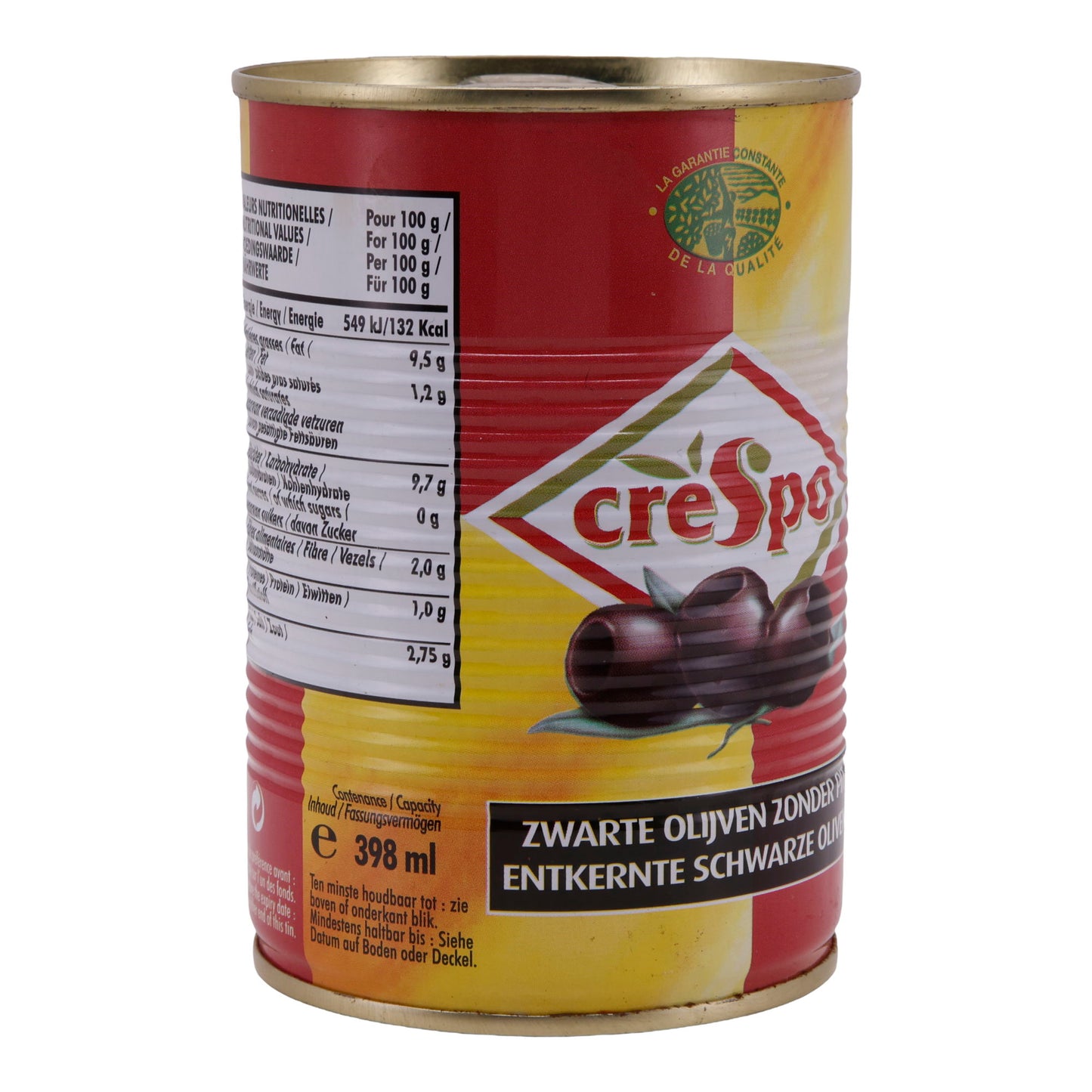 Schwarze Oliven Crespo | Ontpitte Olijven | 397 g Blik