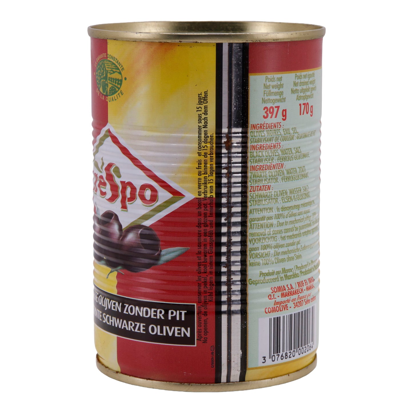 Schwarze Oliven Crespo | Ontpitte Olijven | 397 g Blik