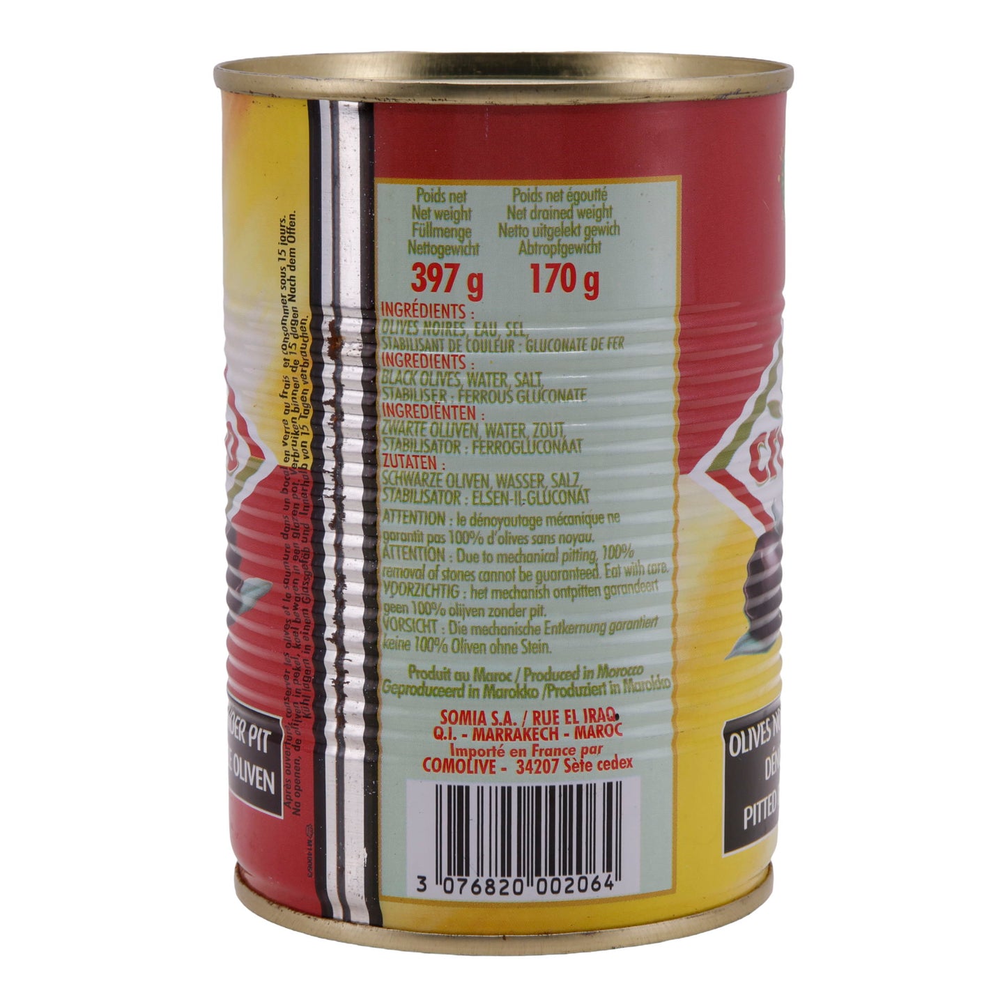 Schwarze Oliven Crespo | Ontpitte Olijven | 397 g Blik